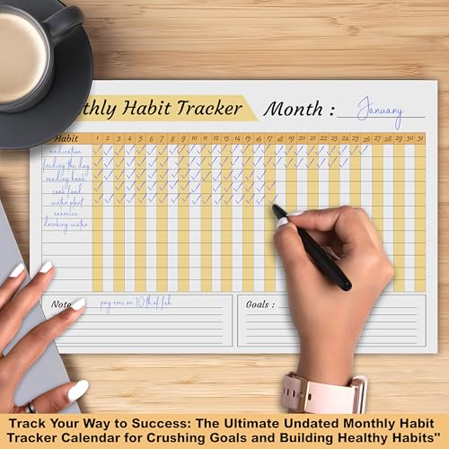 True Flair Trueflair Monthly Habit Tracker (A4 Size,13 Sheets) Undated Planner Sheets With Goals For Self Improvement (Design 1) - Image 5