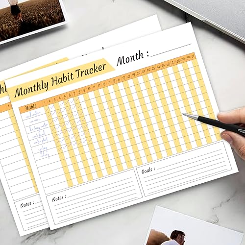 True Flair Trueflair Monthly Habit Tracker (A4 Size,13 Sheets) Undated Planner Sheets With Goals For Self Improvement (Design 1) - Image 3