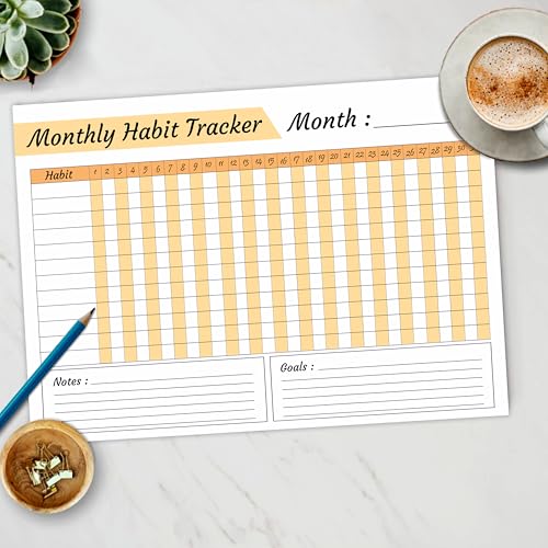 True Flair Trueflair Monthly Habit Tracker (A4 Size,13 Sheets) Undated Planner Sheets With Goals For Self Improvement (Design 1) - Image 2