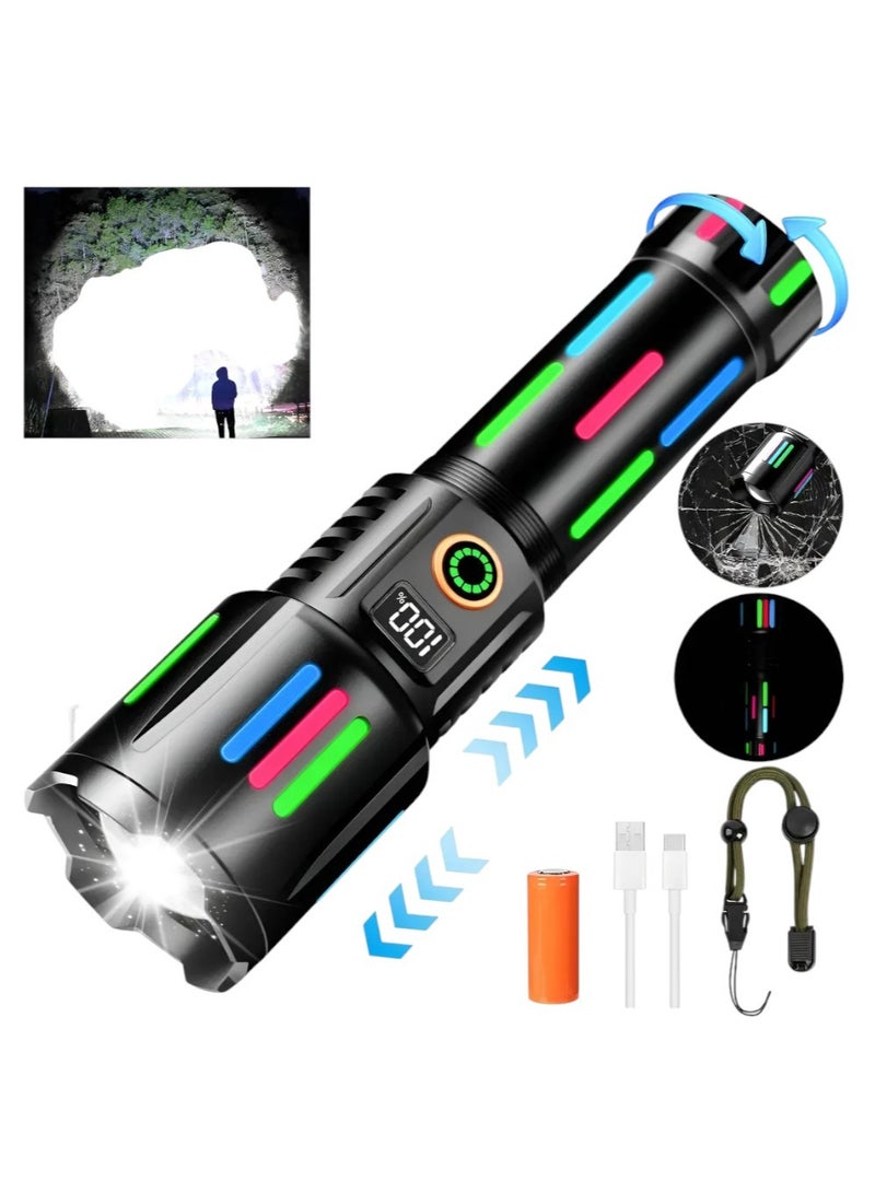 Rechargeable Flashlights High Lumens, Tactical Flashlights 26650Amh Battery Lumen Super Bright Led Flash Light with 5 Modes Zoomable for Outdoor, Handheld Flash Light for Home, Camping, IPX6 Waterproof - Image 1