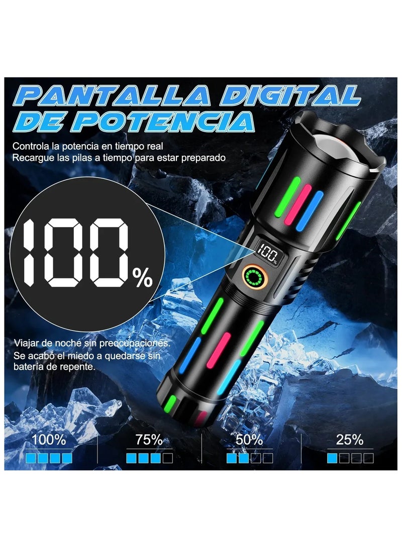 Rechargeable Flashlights High Lumens, Tactical Flashlights 26650Amh Battery Lumen Super Bright Led Flash Light with 5 Modes Zoomable for Outdoor, Handheld Flash Light for Home, Camping, IPX6 Waterproof - Image 2