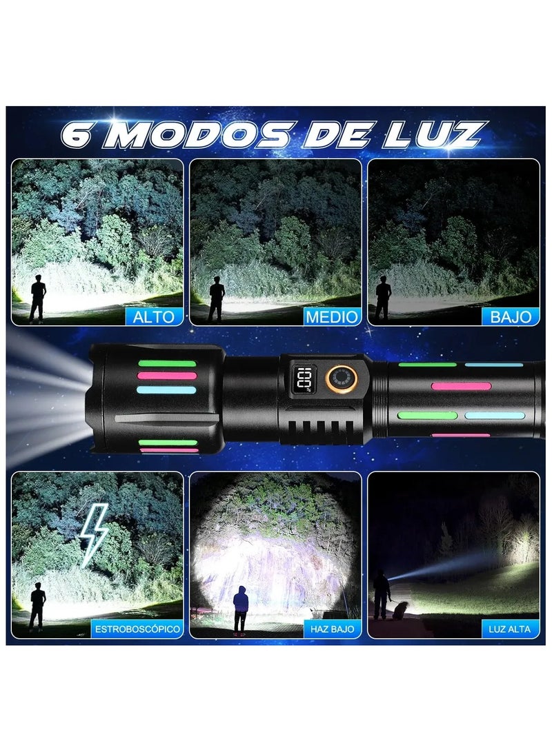 Rechargeable Flashlights High Lumens, Tactical Flashlights 26650Amh Battery Lumen Super Bright Led Flash Light with 5 Modes Zoomable for Outdoor, Handheld Flash Light for Home, Camping, IPX6 Waterproof - Image 3