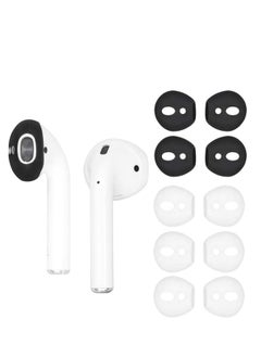 5 Pairs Silicone Earbuds for AirPods 2, Ultra Thin Slim Rubber Ear Tips Ear Gels Anti-Slip Earbuds Cover, Compatible with Apple AirPods 2 (2 Pairs Black, 3 Pairs White, Fit in The Charging Case)