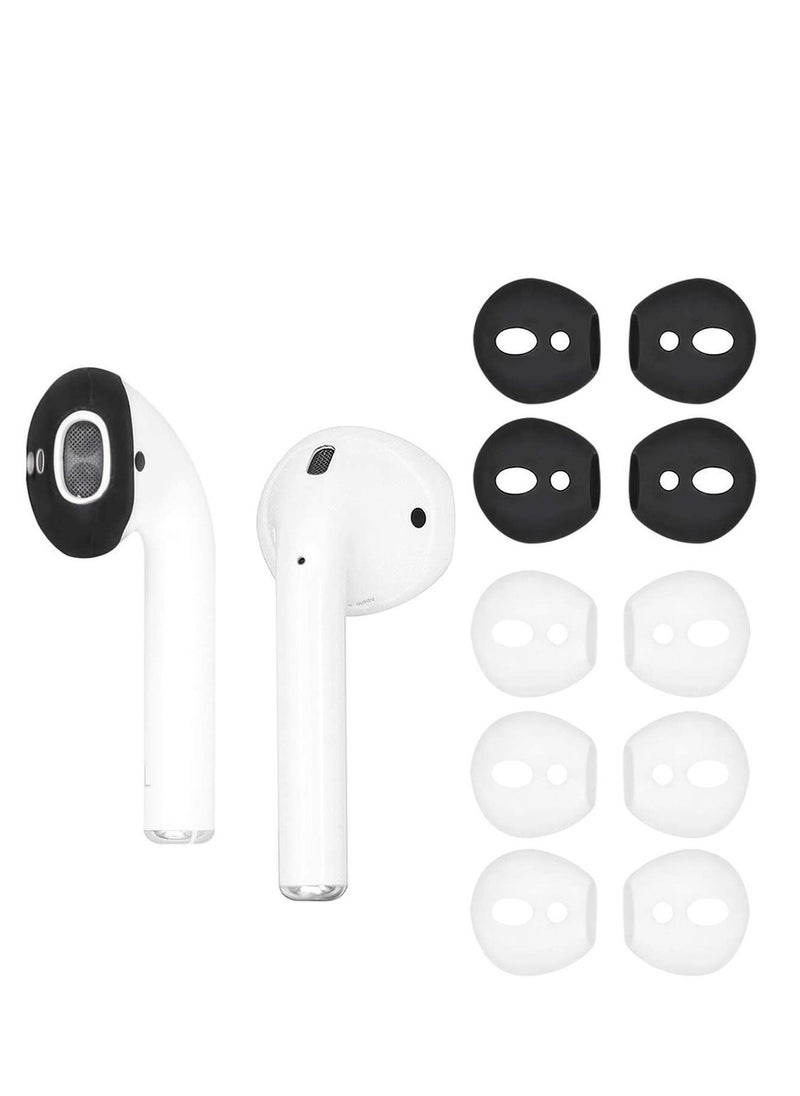 KASTWAVE - 5 Pairs Silicone Earbuds for AirPods 2, Ultra Thin Slim Rubber Ear Tips Ear Gels Anti-Slip Earbuds Cover, Compatible with Apple AirPods 2 (2 Pairs Black, 3 Pairs White, Fit in The Charging Case) - Image 1
