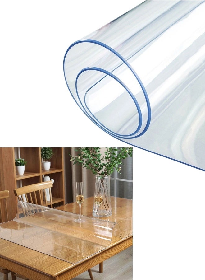 مفرش حماية للطاولة من PVC مقاس 90 × 60 سم بسُمك 1 مم – غطاء شفاف مقاوم للماء والخدوش والحرارة لحماية طاولات الطعام والمكاتب وأسطح المطبخ والزجاج والخشب والرخام، سهل التنظيف، مرن، قابل للقص، مثالي للاستخدام المنزلي والمكتبي - شفاف - Image 1