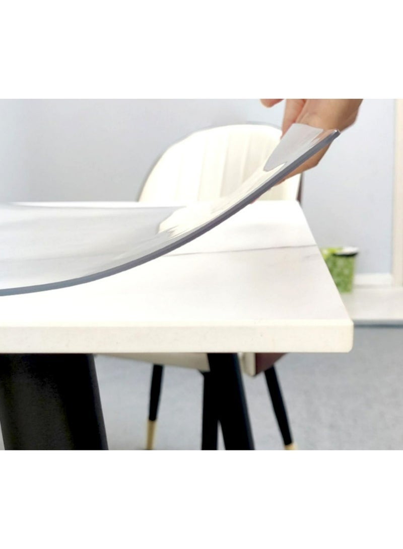 مفرش حماية للطاولة من PVC مقاس 90 × 60 سم بسُمك 1 مم – غطاء شفاف مقاوم للماء والخدوش والحرارة لحماية طاولات الطعام والمكاتب وأسطح المطبخ والزجاج والخشب والرخام، سهل التنظيف، مرن، قابل للقص، مثالي للاستخدام المنزلي والمكتبي - شفاف - Image 4