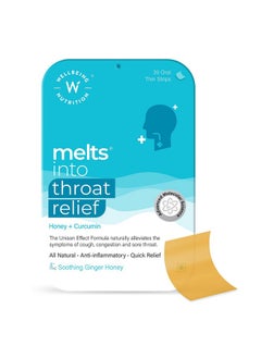 WELLBEING NUTRITION Melts Instant Throat Relief With 100% Natural Tulsi, Manuka Honey, Clove, Licorice, Curcumin, Ginger, Mint For Cough, Sore Throat, Irritation And Pain Relief (30 Oral Strips)  - Image 1