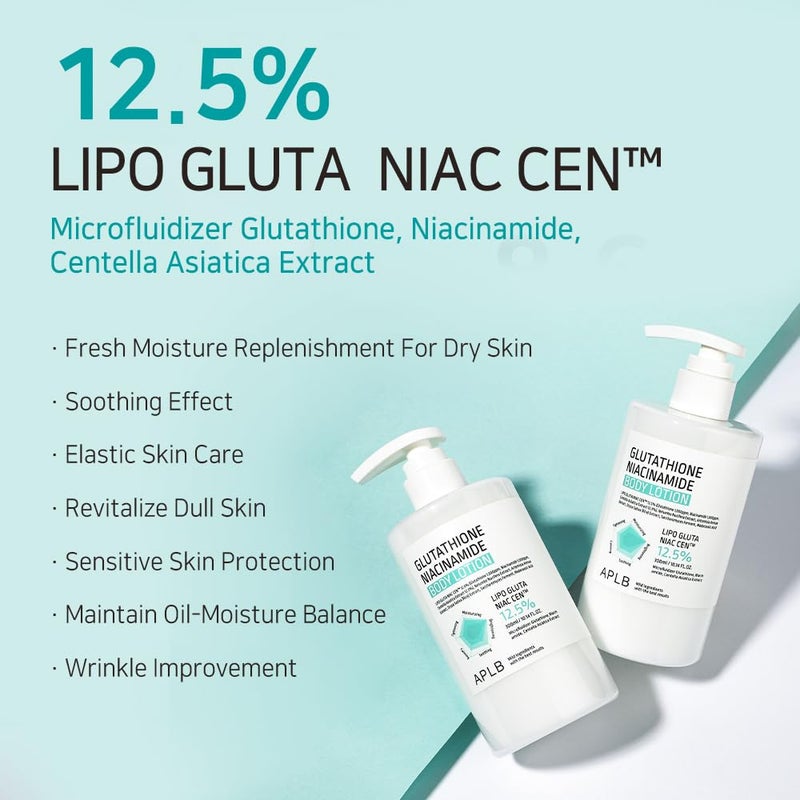 APLB Glutathione Niacinamide Body Lotion | LIPO GLUTA NIAC CENâ„¢ 12.5% 10.14 FL.OZ/Korean Skincare, Long lasting hydration, Revitalize for gentle and improve skin texture - Image 3