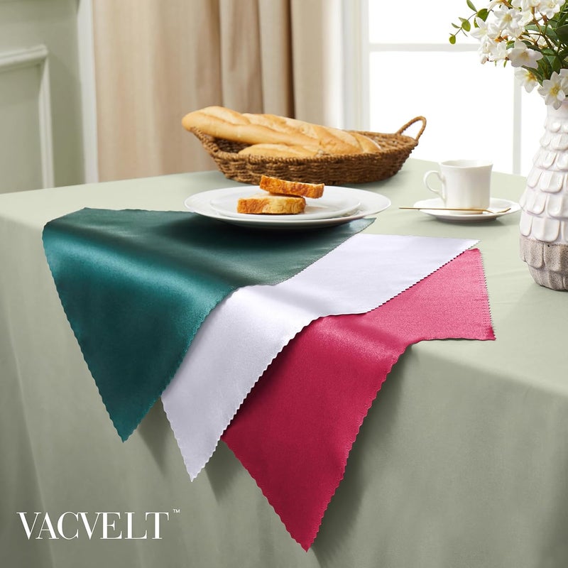 VACVELT 100 عبوة من المناديل الساتان البيضاء، 17x17 بوصة مناديل عشاء أنيقة مزخرفة لحفلات الزفاف، المطاعم، الولائم، حفلات التخرج - Image 4