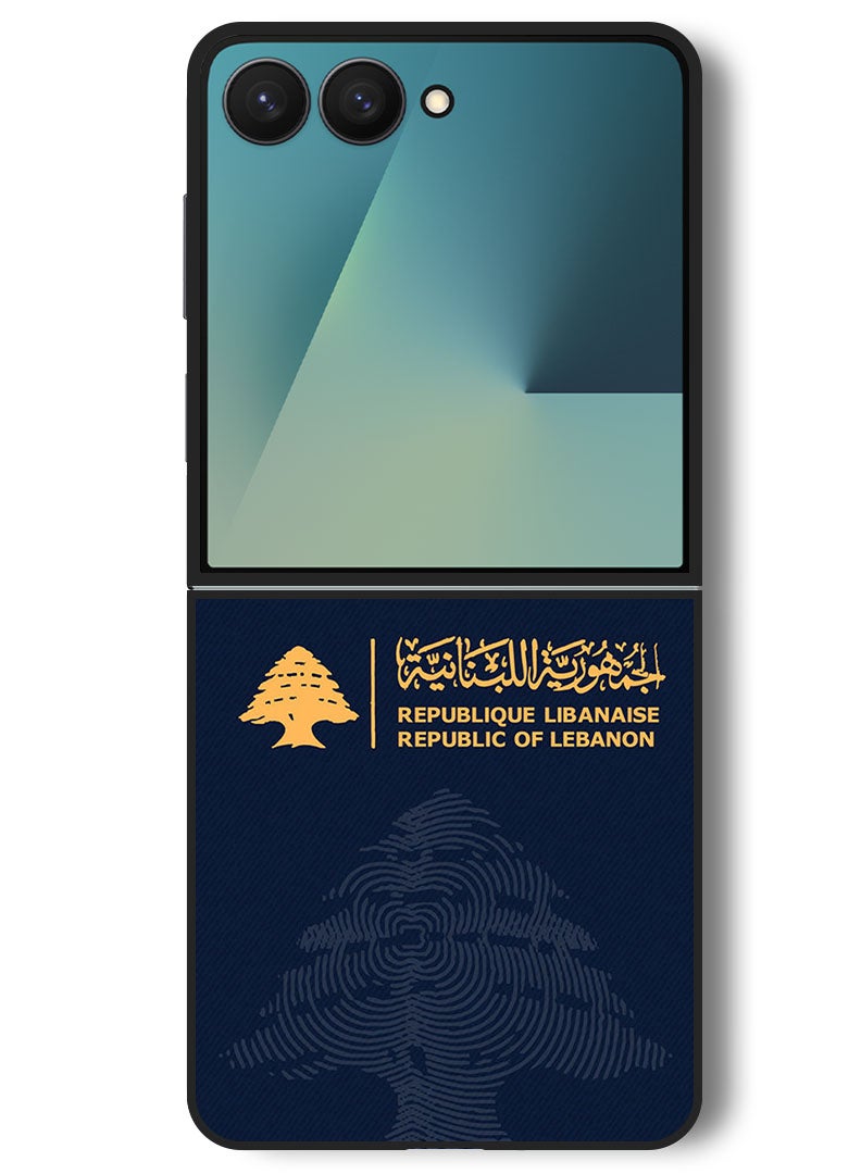 Theodor Case Compatible with Samsung Galaxy Z Flip 7 - 6.9 Inch Protection Shockproof Bumper Cover Lebanon Passport - Image 1