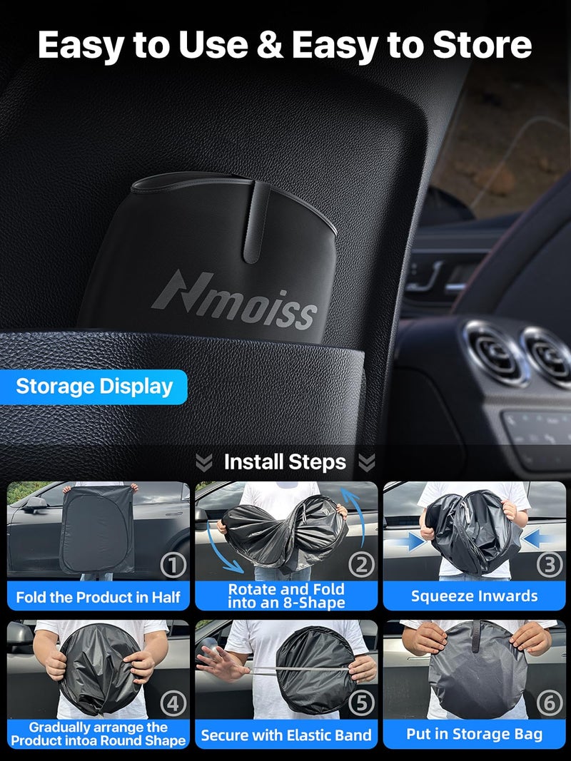 Nmoiss 2026 Upgraded Nmoiss Car Windshield Sun Shade [Dot Matrix Reflective Coating] Extended Edge No Light Leakage Design Cooling Protect Car Interior from UV Damage Small - Image 5