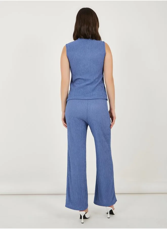 Styli Textured Waistcoat & Straight Leg Pants Co-Ords