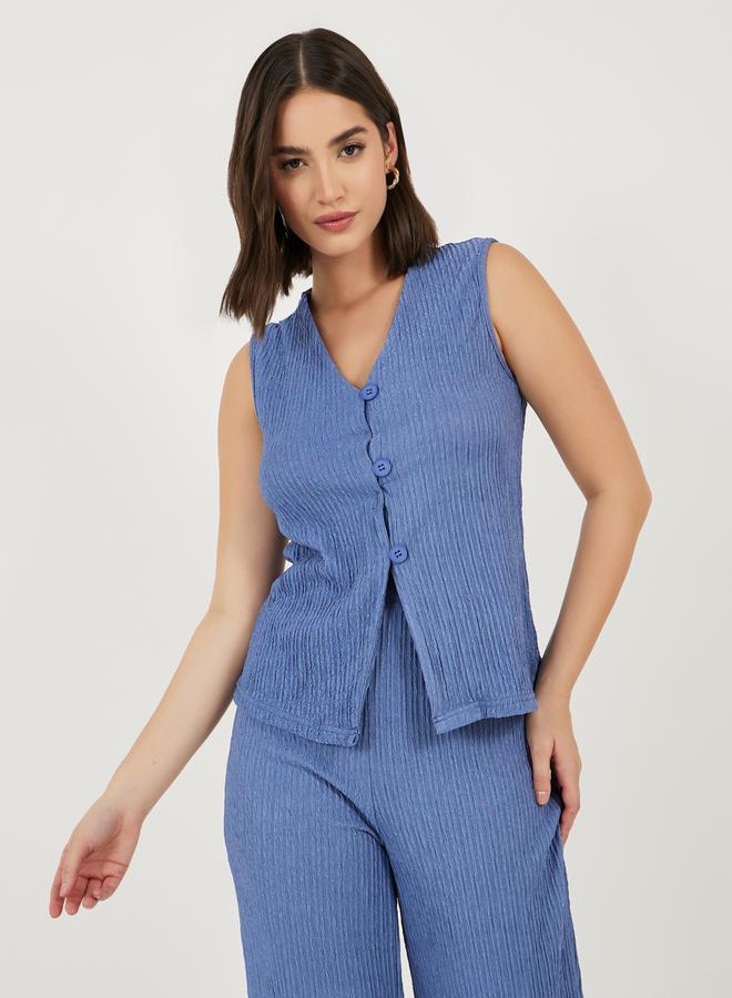 ستايلي طقم سترة بخصر مزخرف وبنطلون مستقيم - Image 2