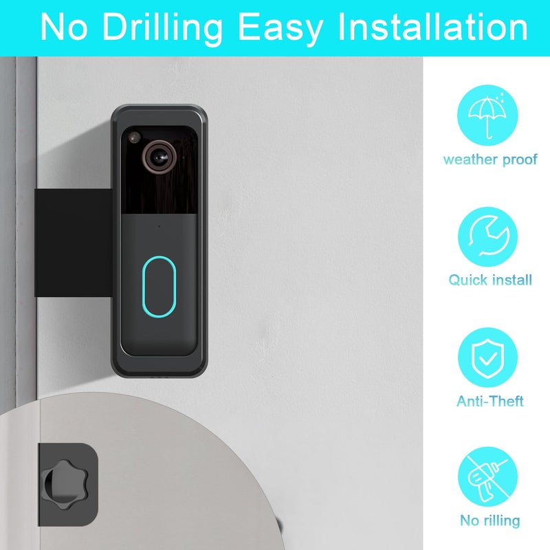 AISVAN Anti-Theft Blink Doorbell Door Mount,No-Drill Mounting Bracket for Blink Doorbell Camera 2nd Gen 2025 (Not Block Doorbell Motion Sensor) Easy to Install Blink Video Doorbell Accessories - Image 5