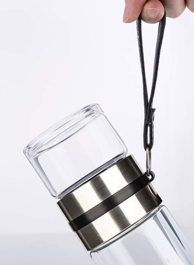 Glass Tea Infuser Bottle Tea Flood Cup Double Wall Borosilicate Portable Travel Tumbler Mug Leakproof for Loose Leaf Flower Herbal Tea Bags 13 OZ/380ML  - Image 3