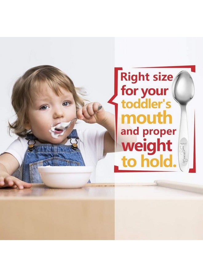 FUNNUO 4 Piece Toddler Utensils Set - Stainless Steel Baby Forks & Spoons with Smooth Rounded Edges | Self-Feeding Training Tools for Babies 12-24 Months | Dishwasher Safe Silverware Set - Image 3