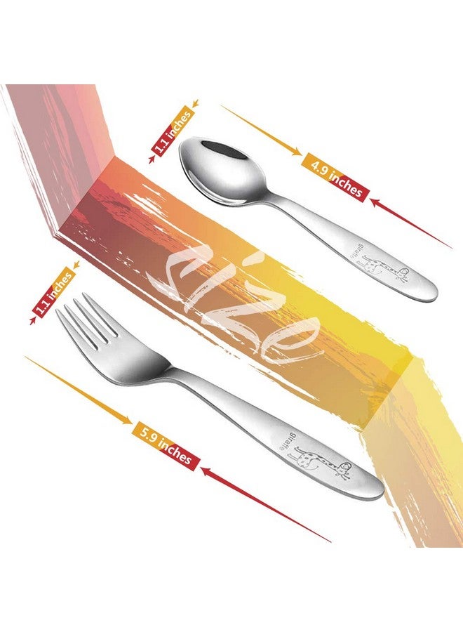FUNNUO 4 Piece Toddler Utensils Set - Stainless Steel Baby Forks & Spoons with Smooth Rounded Edges | Self-Feeding Training Tools for Babies 12-24 Months | Dishwasher Safe Silverware Set - Image 2