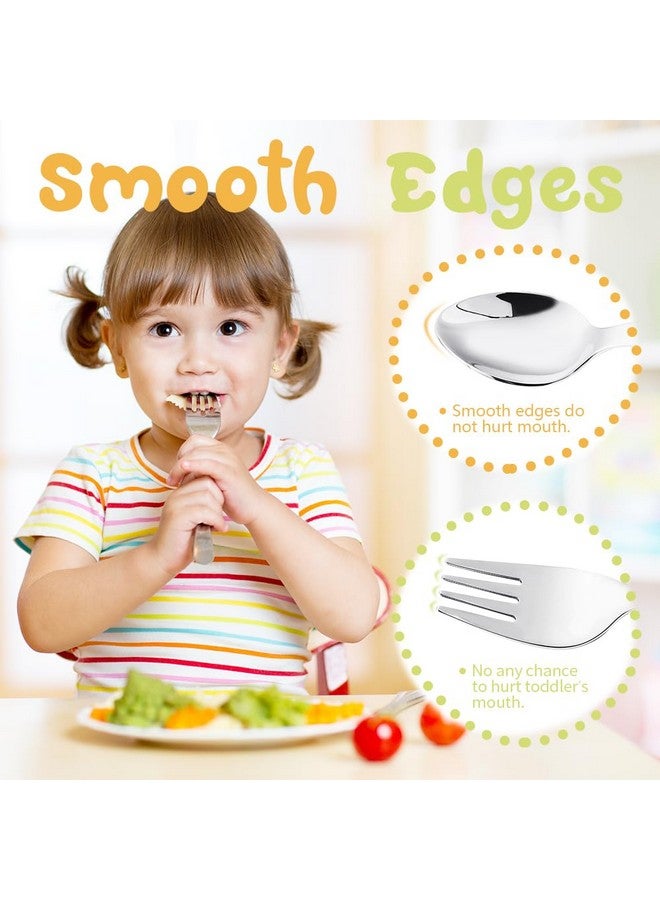 FUNNUO 4 Piece Toddler Utensils Set - Stainless Steel Baby Forks & Spoons with Smooth Rounded Edges | Self-Feeding Training Tools for Babies 12-24 Months | Dishwasher Safe Silverware Set - Image 5