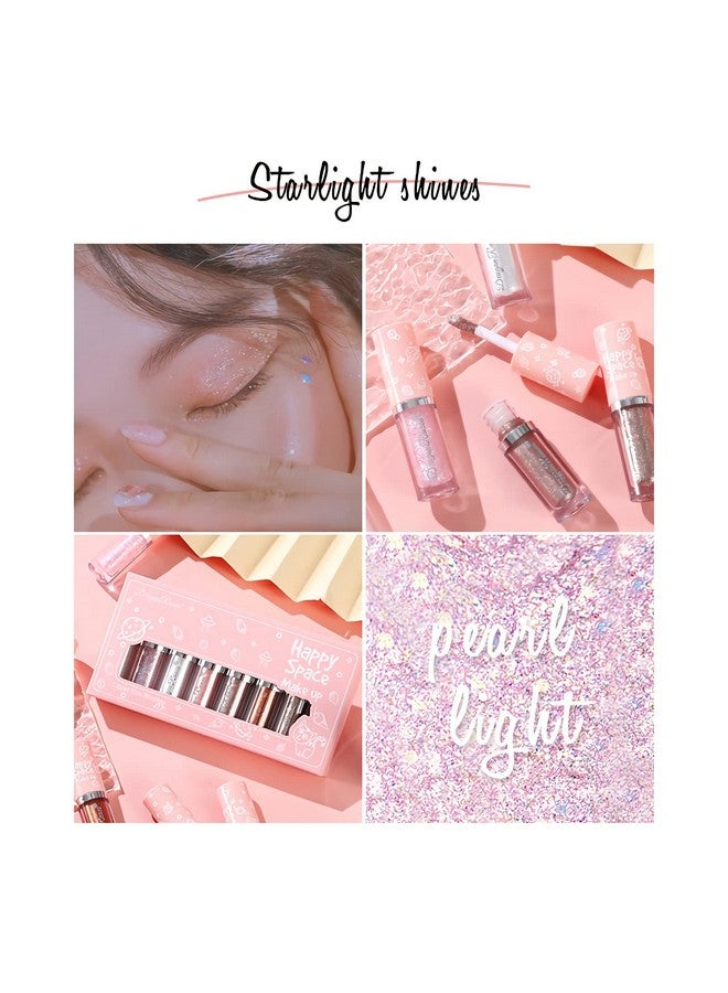 Sumeitang 8Pcs Liquid Glitter Eyeshadow Bling Under Eye Shadow Quick Drying Liquid Sparkling Eyeshadow Eyeliner Eyelid Make Up Set Highlight Shimmer Loose Glitter Glue For Sparkly Eye Makeup - Image 4