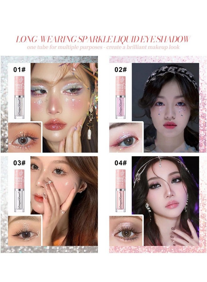 Sumeitang 8Pcs Liquid Glitter Eyeshadow Bling Under Eye Shadow Quick Drying Liquid Sparkling Eyeshadow Eyeliner Eyelid Make Up Set Highlight Shimmer Loose Glitter Glue For Sparkly Eye Makeup - Image 5