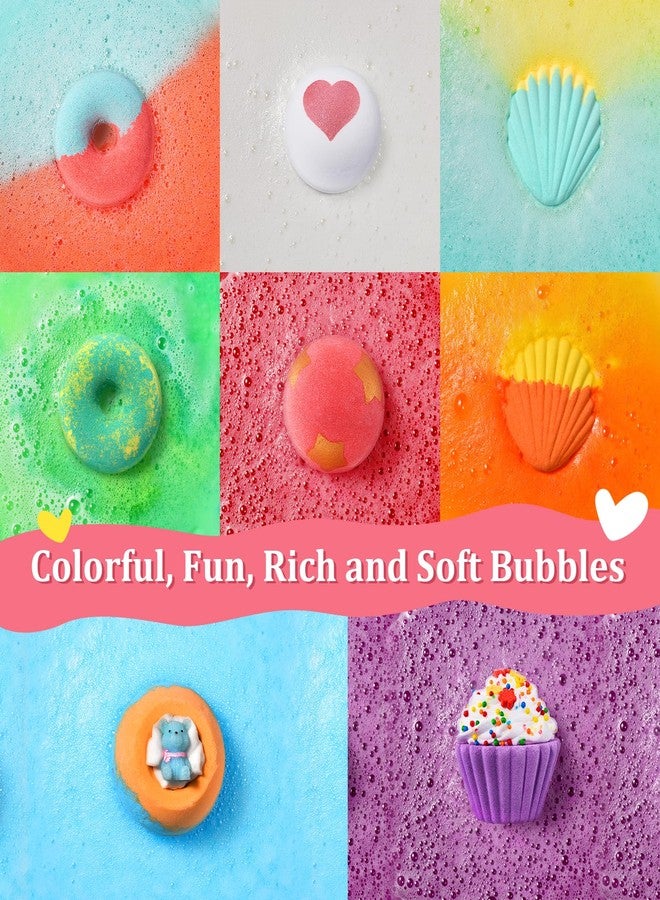 Perjoy Bath Bombs for Girls Kids & Women, 8pcs Organic Bath Bombs, Bubble Bath Self Care Valentines Birthday Christmas Gifts for Kids Girls, Mothers Day Gifts for Wife, Mom, Women & Her - Image 3