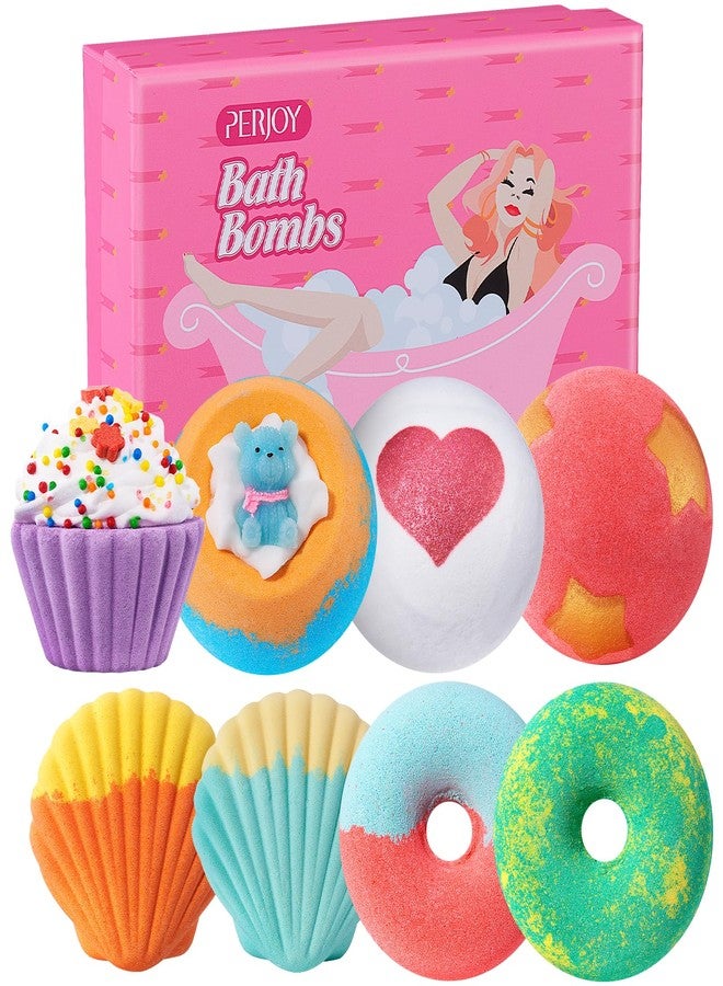 Perjoy Bath Bombs for Girls Kids & Women, 8pcs Organic Bath Bombs, Bubble Bath Self Care Valentines Birthday Christmas Gifts for Kids Girls, Mothers Day Gifts for Wife, Mom, Women & Her - Image 1