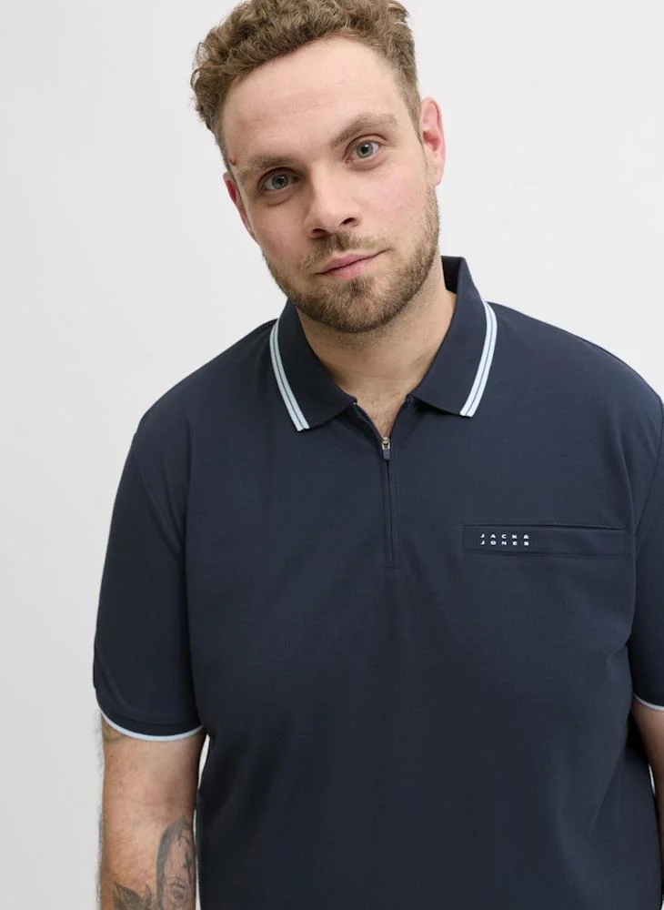 JACK & JONES  Plus Size Half Zip Polo for Men | Best Price UAE