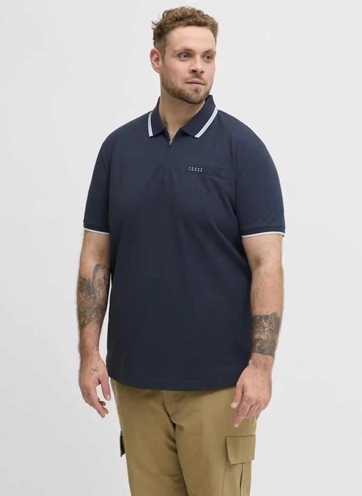 Plus Size Half Zip Polo