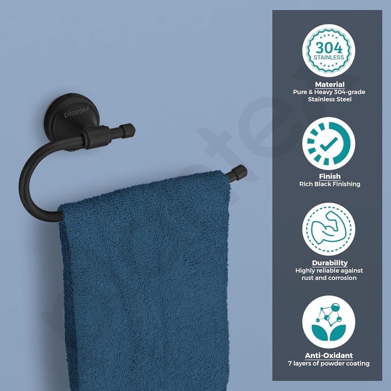 Plantex 304 Stainless Steel Towel Ring for Wash BasinTowel HangerNapkin HolderTowel HolderBathroom Accessories Niko Black - Image 3