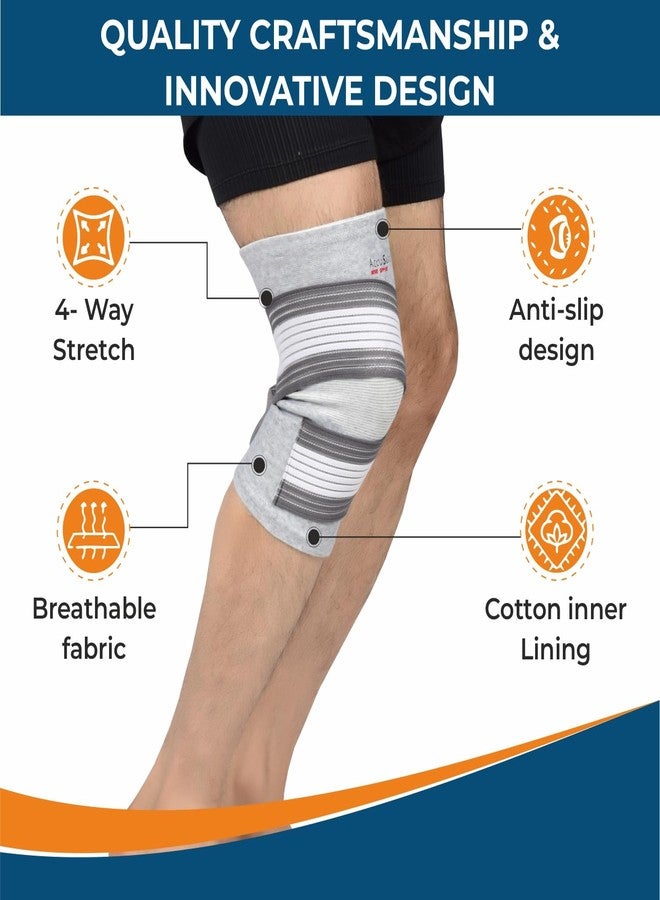 AccuSure دعامة الركبة AccuSure المصنوعة من خيوط الخيزران لتخفيف آلام العظام، قطعة واحدة، مناسبة للرياضة، وتخفيف الألم، ودعم الركبة، والتمارين الرياضية، والنادي الرياضي، والجري، وركوب الدراجات، ودعامة للركبة للرجال والنساء - Image 3