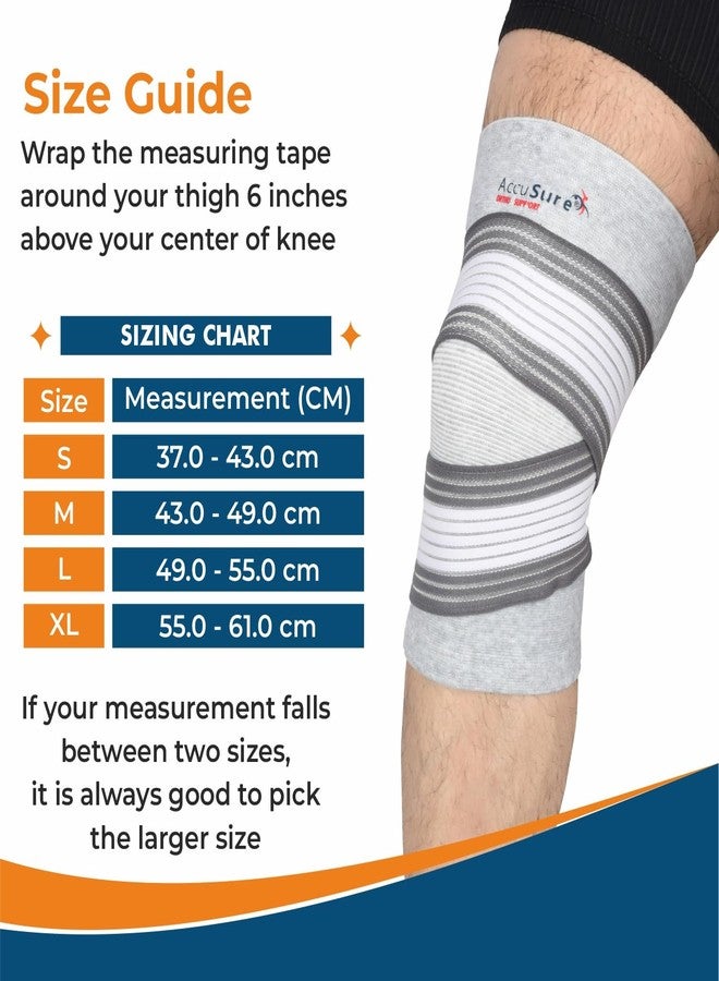 AccuSure دعامة الركبة AccuSure المصنوعة من خيوط الخيزران لتخفيف آلام العظام، قطعة واحدة، مناسبة للرياضة، وتخفيف الألم، ودعم الركبة، والتمارين الرياضية، والنادي الرياضي، والجري، وركوب الدراجات، ودعامة للركبة للرجال والنساء - Image 4