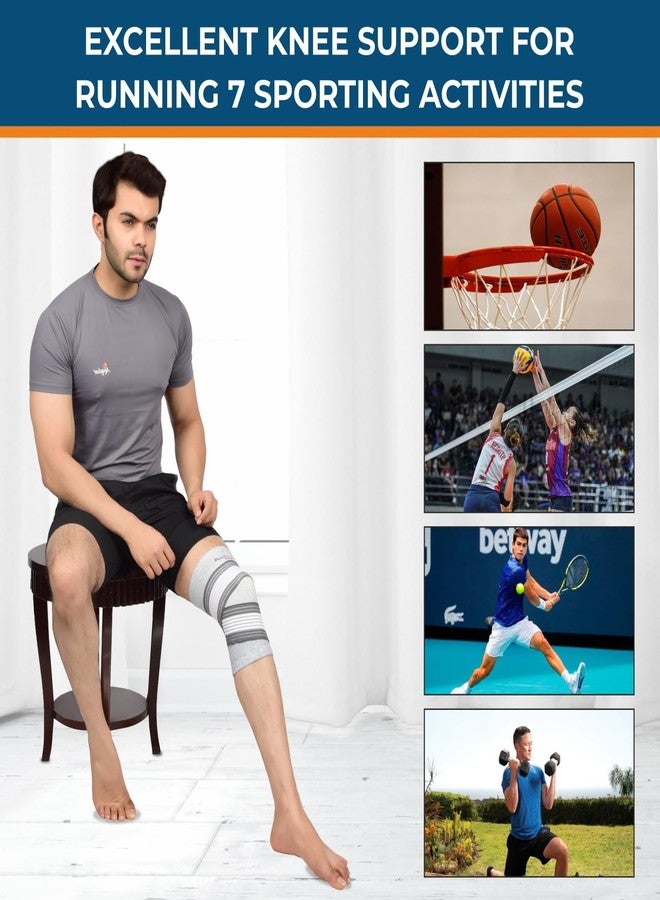 AccuSure دعامة الركبة AccuSure المصنوعة من خيوط الخيزران لتخفيف آلام العظام، قطعة واحدة، مناسبة للرياضة، وتخفيف الألم، ودعم الركبة، والتمارين الرياضية، والنادي الرياضي، والجري، وركوب الدراجات، ودعامة للركبة للرجال والنساء - Image 5