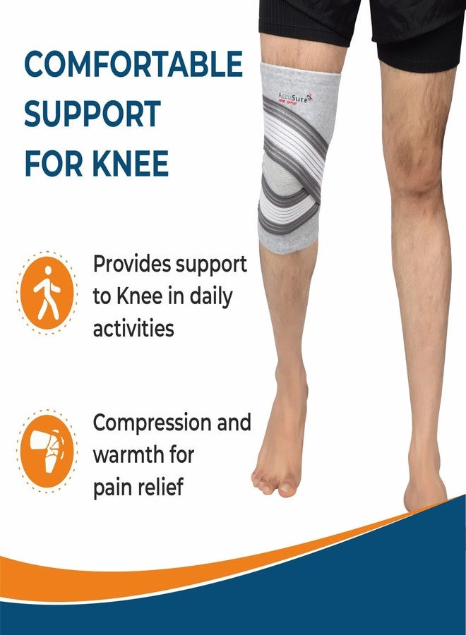 AccuSure دعامة الركبة AccuSure المصنوعة من خيوط الخيزران لتخفيف آلام العظام، قطعة واحدة، مناسبة للرياضة، وتخفيف الألم، ودعم الركبة، والتمارين الرياضية، والنادي الرياضي، والجري، وركوب الدراجات، ودعامة للركبة للرجال والنساء - Image 2