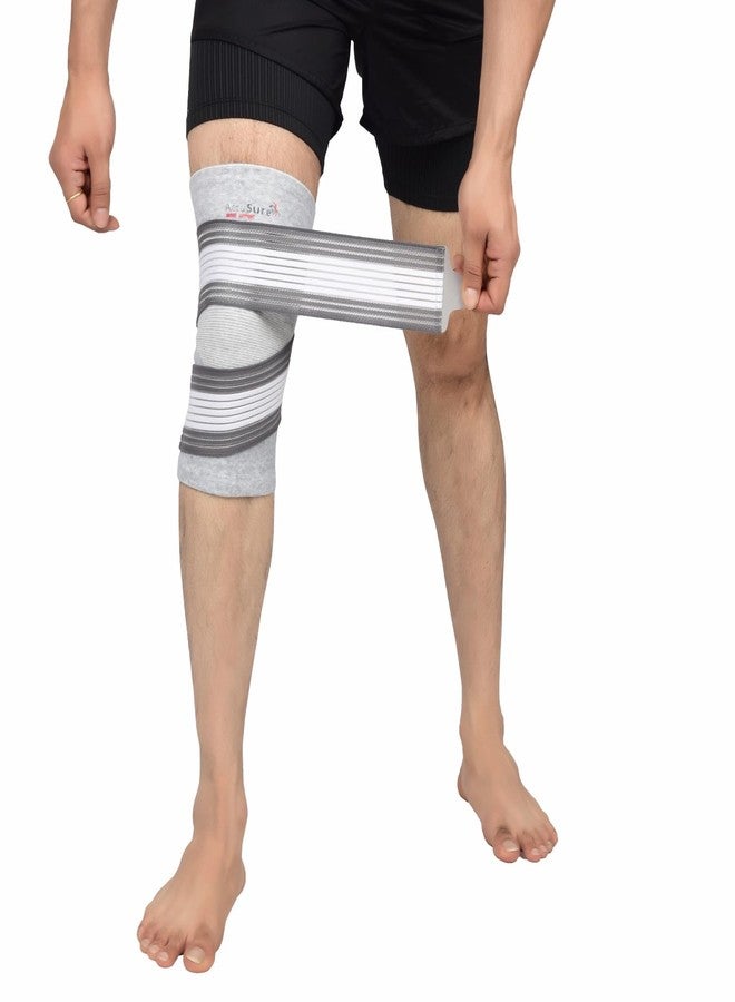 AccuSure دعامة الركبة AccuSure المصنوعة من خيوط الخيزران لتخفيف آلام العظام، قطعة واحدة، مناسبة للرياضة، وتخفيف الألم، ودعم الركبة، والتمارين الرياضية، والنادي الرياضي، والجري، وركوب الدراجات، ودعامة للركبة للرجال والنساء - Image 1