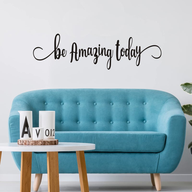 VODOE Bathroom Wall Stickers, Family Wall Decals, (Easy to Install), Wall Decor Quotes Home Bedroom Office Kitchen Love Teamwork Inspirational Women Men Positive Poster Signs Vinyl, Be Amazing Today 25"X7" - Image 1