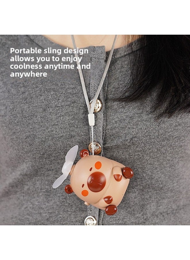 general Le Jier Summer Kapibala Mini Fan USB Charging Card Portable Handheld Fan Toy Gift-Color:Seal Charging - Image 4