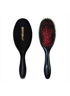 Cushion Hair Brush (Medium) with Soft Nylon Quill Boar Bristles - Porcupine Style for Grooming, Detangling, Straightening, Blowdrying and Refreshing Hair – Black, P081M