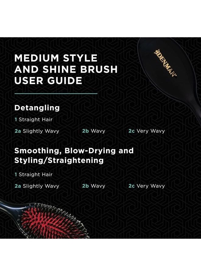 DENMAN - Cushion Hair Brush (Medium) with Soft Nylon Quill Boar Bristles - Porcupine Style for Grooming, Detangling, Straightening, Blowdrying and Refreshing Hair – Black, P081M - Image 1