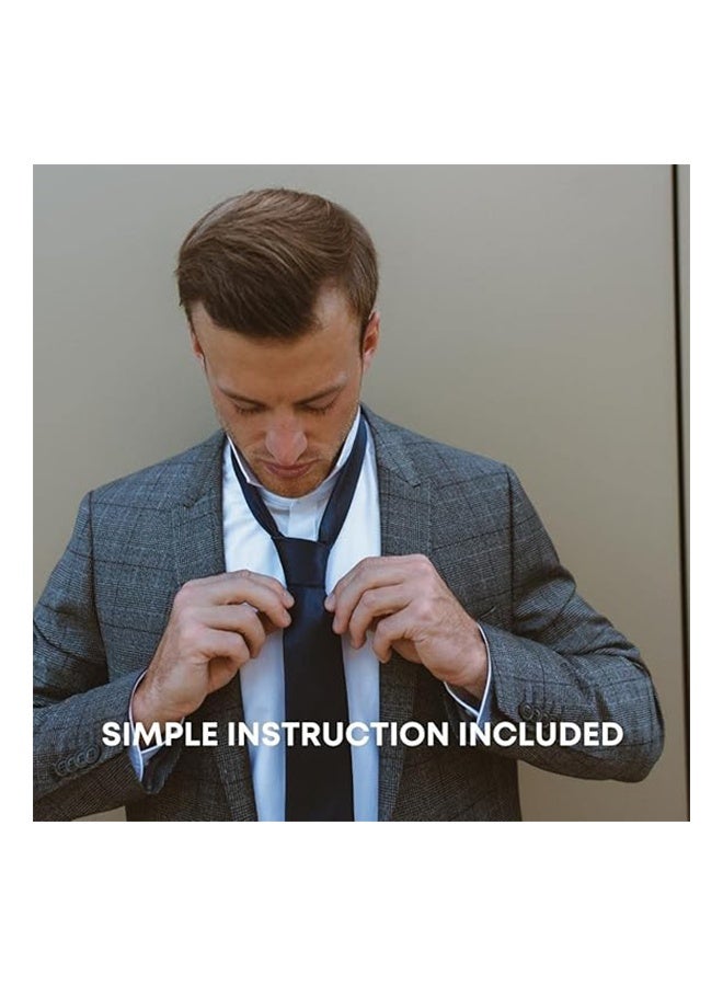 Lemon Ties for Men Set with Pocket Square Cufflink and Tie Clip, Necktie Handkerchief in Gift Box for Wedding and Business(Navy Blue) - Image 3