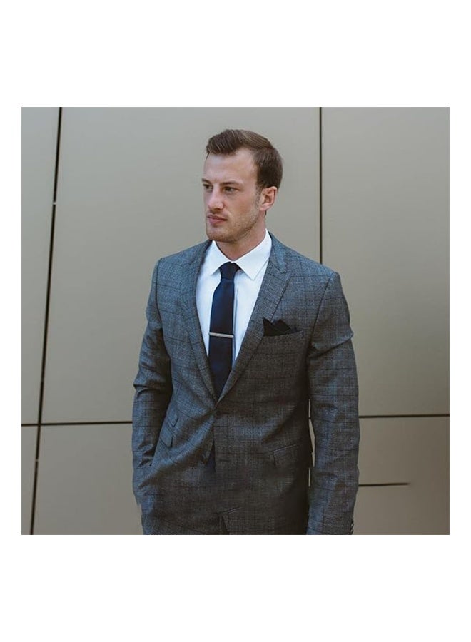 Lemon Ties for Men Set with Pocket Square Cufflink and Tie Clip, Necktie Handkerchief in Gift Box for Wedding and Business(Navy Blue) - Image 5