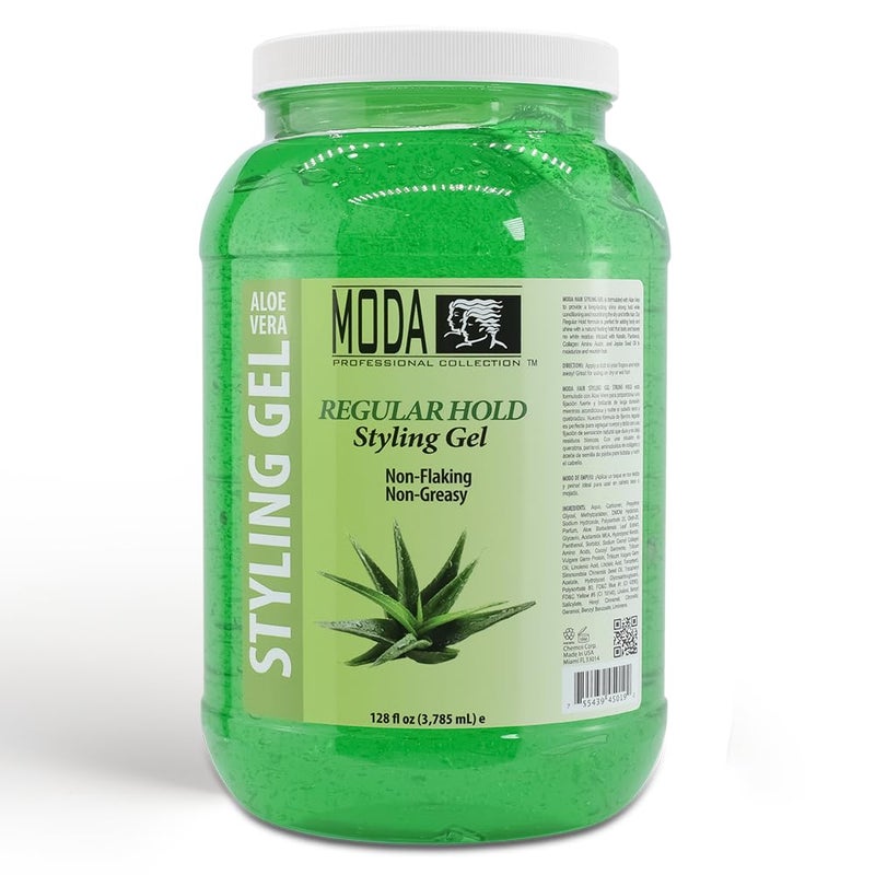 MODA - Regular Hold Styling Hair Gel - Nourishes and Repairs with Glycerin, Keratin, Panthenol, Collagen, and Vitamin E - Long-Lasting Hold for All Hair Types - 128 Oz - Image 1