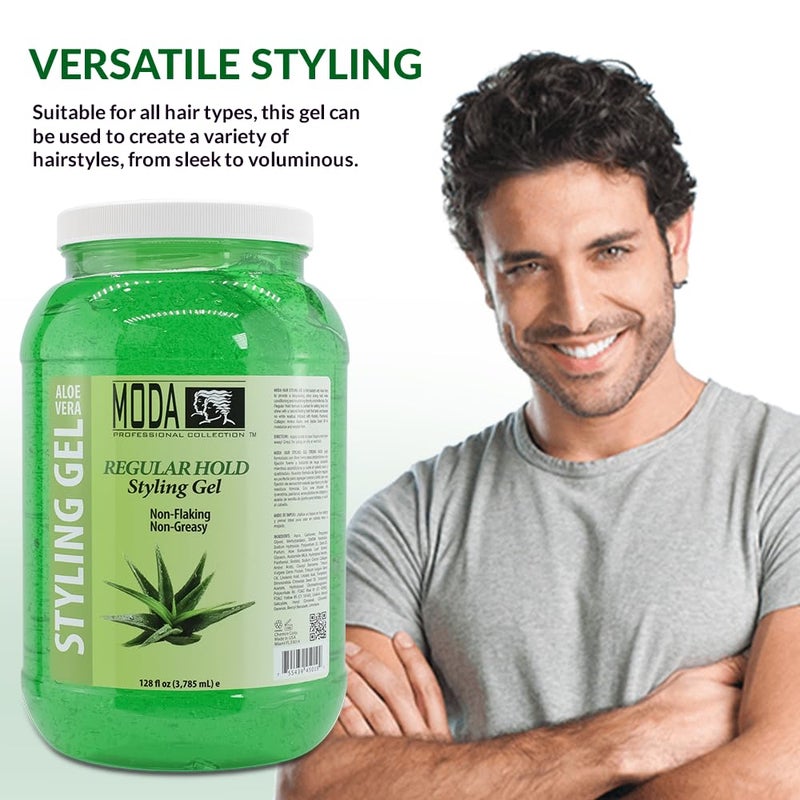MODA - Regular Hold Styling Hair Gel - Nourishes and Repairs with Glycerin, Keratin, Panthenol, Collagen, and Vitamin E - Long-Lasting Hold for All Hair Types - 128 Oz - Image 3