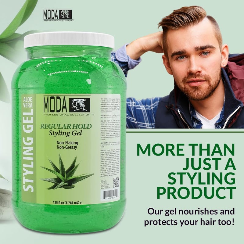 MODA - Regular Hold Styling Hair Gel - Nourishes and Repairs with Glycerin, Keratin, Panthenol, Collagen, and Vitamin E - Long-Lasting Hold for All Hair Types - 128 Oz - Image 5