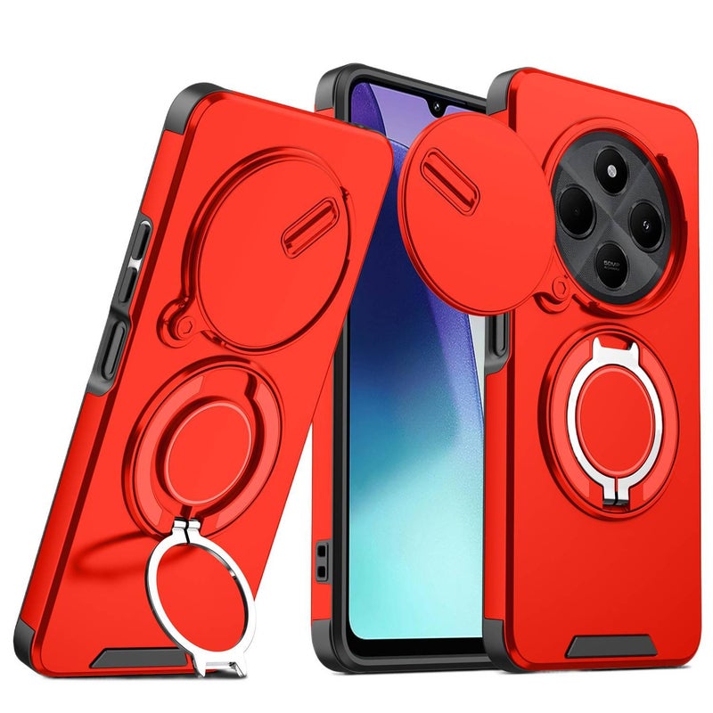 LS غطاء واقي بTPU لـ Redmi Note 13 Pro مع مقاوم للصدمات وحماية من السقوط مع مقاوم للصدمات مع حامل قائم مع مغناطيس قوي باللون أحمر مغناطيسي بوظيفة حامل من مادة TPU باللون الأحمر - Image 1