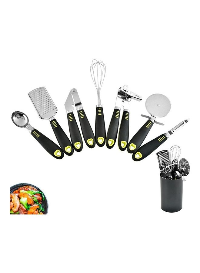 7-Piece Kitchen Gadget Tools Set with Holder Silver/Black - Image 1