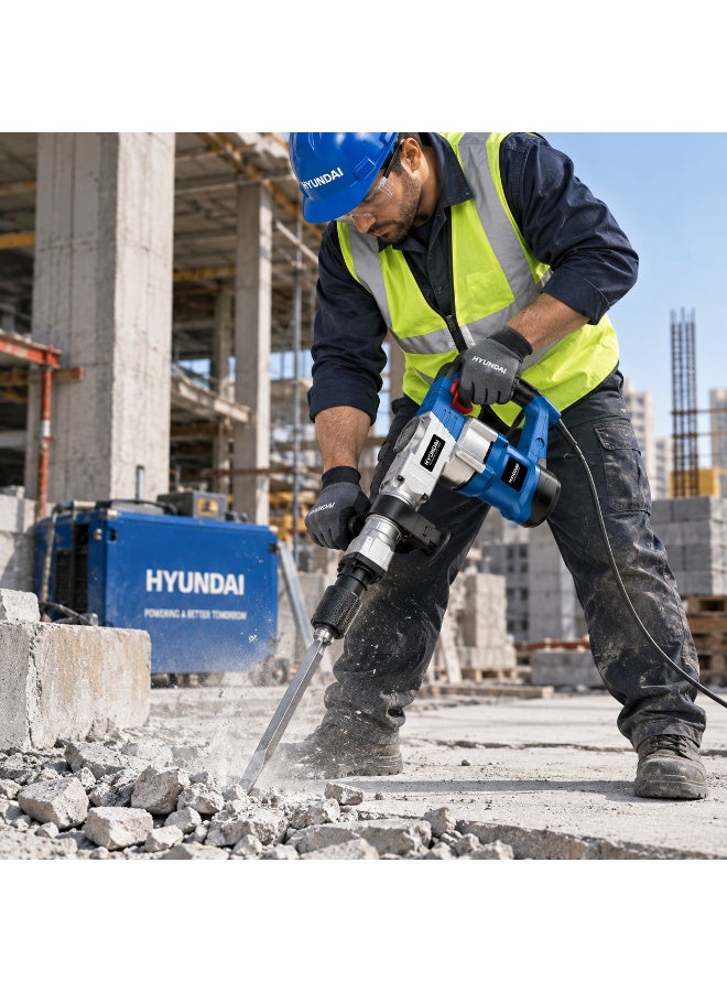 هيونداي مطرقة هدم هيونداي HP-1341، بقدرة 1400 واط، طاقة ضربة 16 جول HEX، 3900 ضربة بالدقيقة، مطرقة كهربائية ثقيلة للخرسانة والبناء وأعمال التجديد - Image 5