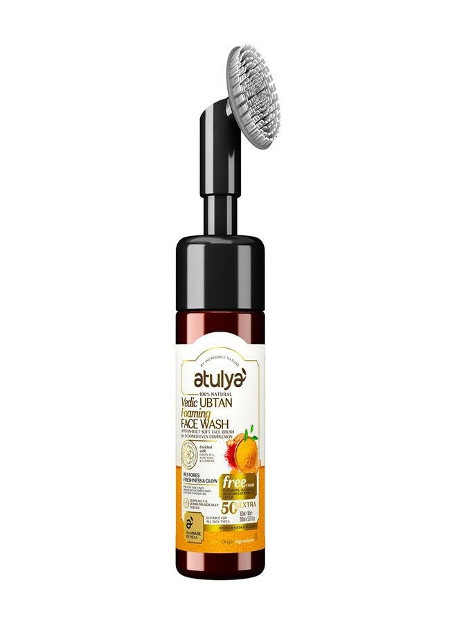 ATULYA VEDIC UBTAN FOAMING FACE WASH WITH IN BUILT BRUSH | Reduces Premature Aging|Reduces Sun Tan| Brightens Skin|Brightens Skin| Suitable for All Skin Types |150ML - Image 1