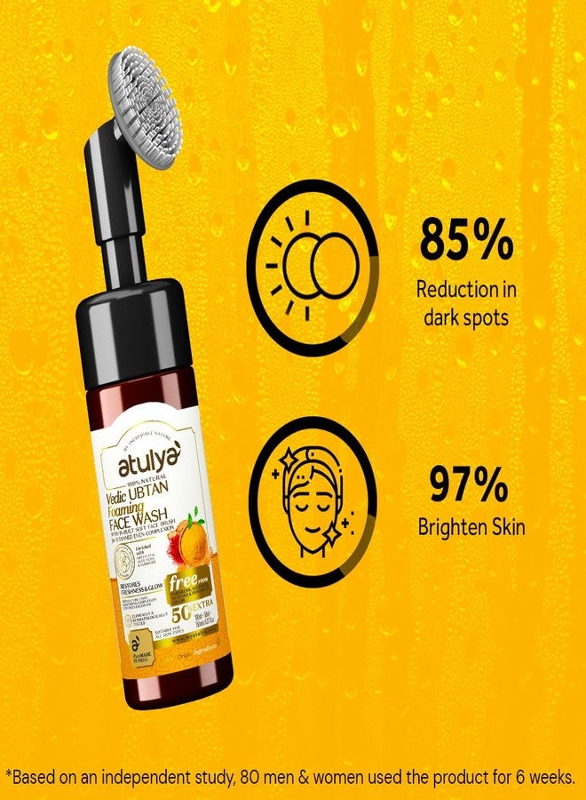 ATULYA VEDIC UBTAN FOAMING FACE WASH WITH IN BUILT BRUSH | Reduces Premature Aging|Reduces Sun Tan| Brightens Skin|Brightens Skin| Suitable for All Skin Types |150ML - Image 2