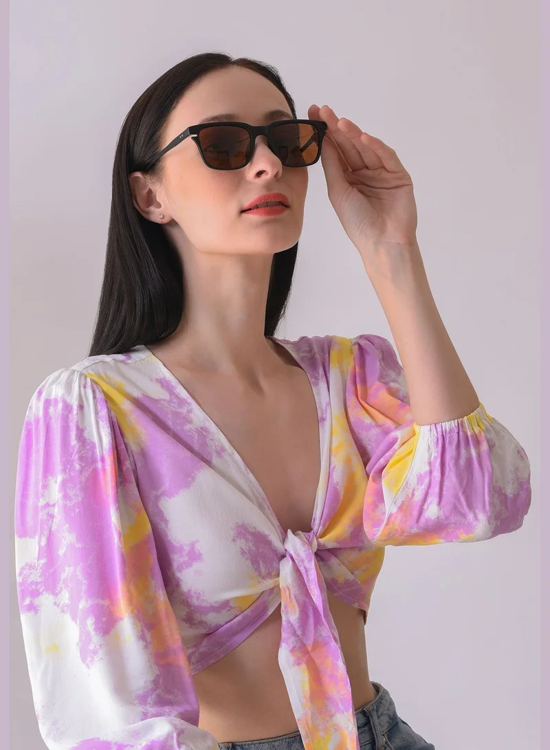 Haute Sauce Women Brown Lens Black Butterfly Sunglasses