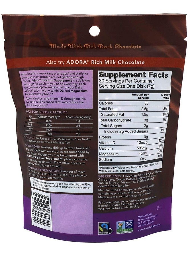 Adora - Calcium Supplement Dark Chocolate, 30 ct (Pack of 6) - Image 2